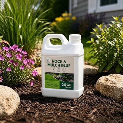 0.5 Gallon Rock Glue for Landscaping, Water-Based Gravel Binder | Landscape Adhesive for Gravel, Pebbles, Mulch and Decorative Rocks, Clear Drying Formula for Gardens, Pathways and Yards