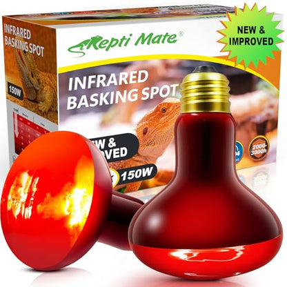 2Pack Infrared Heat Lamp Bulbs, 150W Reptile Heat Emitter Infrared Basking Spot Light, Red Heat Lamp for Chickens Coop Reptile Pets Brooder Use - style: 150W Infrared Bulbs