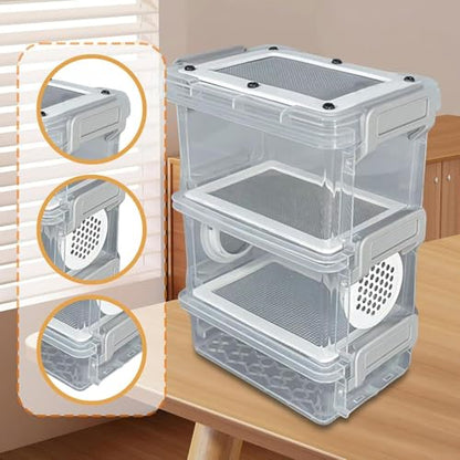 Mealworm Breeding Kit, 3 Layer Breed Live Feeder Worm Farm for Reptiles, High Capacity Mealworm Farm for Reptiles, Bearded Dragons, Leopard Geckos, Birds, Chickens, Lizards