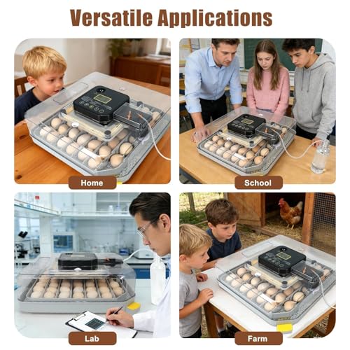 Nest IV - 48 Egg Incubator for Breeders, Fully Automated, Accurate Humidity & Temp Control, Chick Separator, Flexible Egg Spacing, Custom Incubation Days, Auto Turning & Auto Stop, Easy Monitoring - size: 48 Egg [Black]