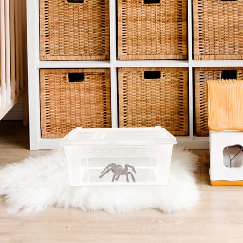 Abaodam 1Pc Transparent Reptile Feeding Box with Double Doors Escape Design for Spiders Geckos Turtles and Frogs Durable Material with Ventilation for Optimal