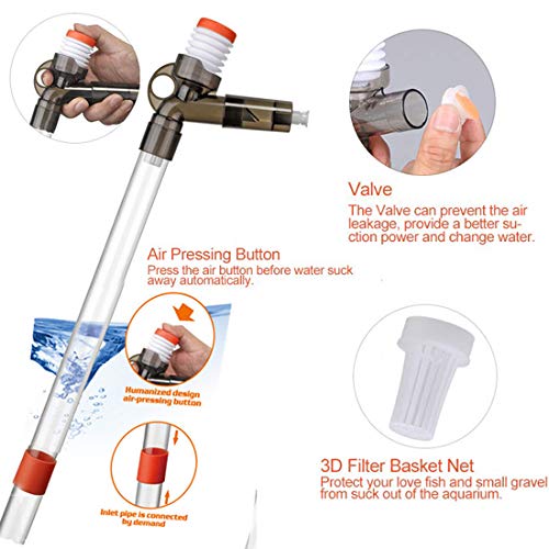 Aquarium Gravel Cleaner Siphon Fish Tank Vacuum Cleaner for Absorb Dirt Wash Sand Algae Scrapers Water Changer Gravel Washer for Fish Tank Cleaning Gravel and Sand (Normal Version) - size: 5 Piece Set