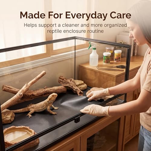 2 Pcs Reptile Carpet Bedding, 35.4×15.7" Bearded Dragon Tank Accessories with 16 Pcs Anti-Slip Pads, Leopard Gecko Tank Liner Mat for Bearded Dragons, Lizards, Geckos, Snakes & All Reptiles