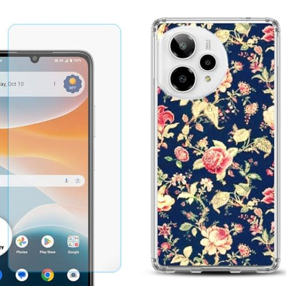 Shockproof Phone Case Compatible with Cricket Icon Pro 2026, w/Tempered Glass - Floral Garden - color: Floral Garden