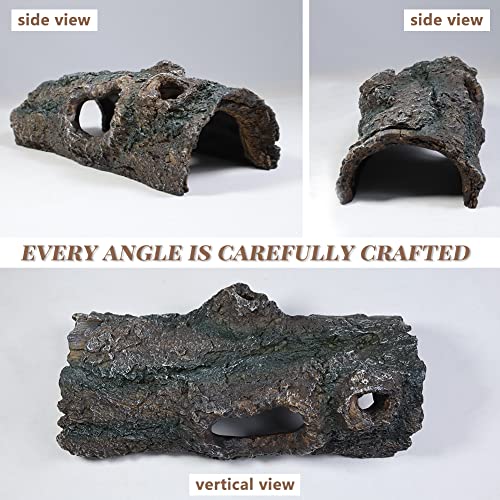 fazhongfa Reptile Hide Tree Trunk Lizard Snake Gecko Axolotl Spider Turtles Bearded Dragon Tank Accessories Large Hollow Log for Aquarium or Fish Tank Resin Wood Decorations Ornament - style: Style-1