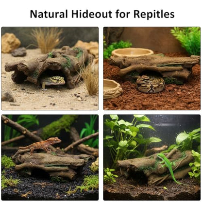 JIHAQUA Aquarium Resin Bark Terrarium Decor Lizard, Snake or Reptile Hide | Spider and Aquarium Fish Hide Cave