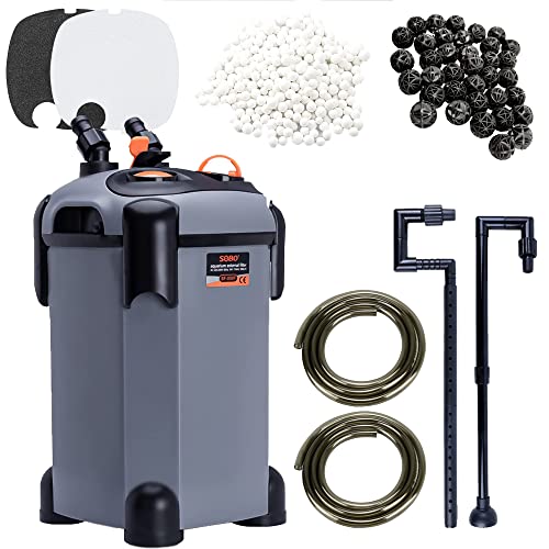 SUNWEN Aquarium External Ultra-Quiet Canister Filter, Fish Tank Water Circulation Filter with Filter Media 171/225/266/317/397GPH - size: SF-1500F-UV -397GPH