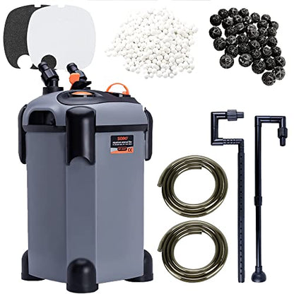 SUNWEN Aquarium External Ultra-Quiet Canister Filter, Fish Tank Water Circulation Filter with Filter Media 171/225/266/317/397GPH - size: SF-1500F-UV -397GPH