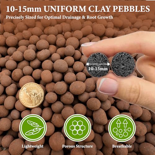5qt LECA Clay Pebbles for Plants, 10-20mm LECA Balls for Hydroponics, Natural Clay Balls for Plants Drainage, Expanded Pebbles for Orchids, Soil Amendment, Orchid Potting Mix