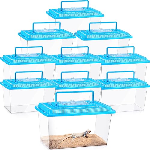 Mumufy 10 Pcs Spider Tarantula Enclosure Reptile Terrarium Plastic Portable Reptile Breeding Box Snake Breeding Box Hatching Container for Bearded Dragon Lizard Spider, 10.6 x 6.69 x 5.9 Inch