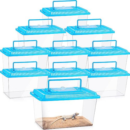 Mumufy 10 Pcs Spider Tarantula Enclosure Reptile Terrarium Plastic Portable Reptile Breeding Box Snake Breeding Box Hatching Container for Bearded Dragon Lizard Spider, 10.6 x 6.69 x 5.9 Inch