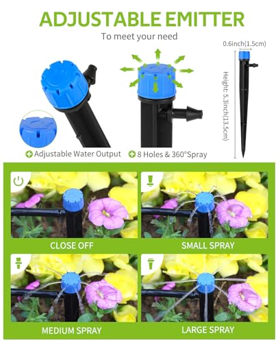 HIRALIY 50ft Drip Irrigation Kit Plant Watering System 8x5mm Blank Distribution Tubing DIY Automatic Irrigation Equipment Set for Garden Greenhouse Flower Bed Patio Lawn - size: 49.2 ft