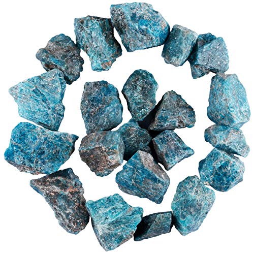 SUNYIK 1LB Natural Raw Blue Apatite Stones Rock for Tumbling Cabbing | Irregular Healing Crystal Rock Stones for Aquarium, Terrarium Fish Tank, Fountain Rocks, Jewelry Making, Rock Collections - color: Blue Apatite(0.7"-1.5")
