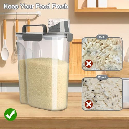 Rice Storage Containers, 20 LB Rice dispenser with Pouring Spout Large Bin for Flour, Pasta, Grain and Baking, Pet Dog Cat Bird Food Container Grey - color: 20lb grey
