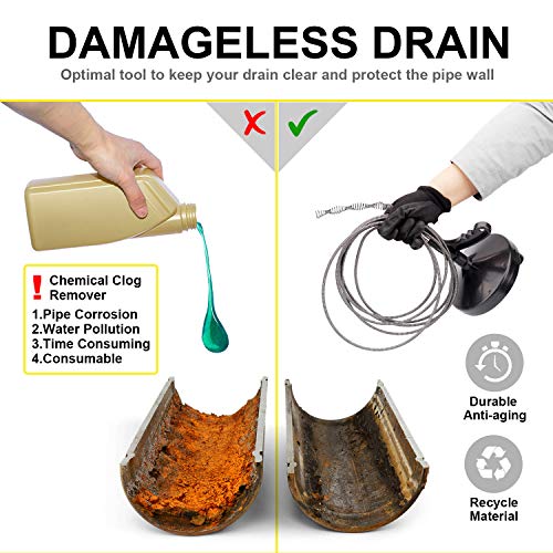 Drain Auger 25 Ft with Gloves, Heavy Duty Plumbing Snake Drain Clog Remover | Long Flexible Drain Snake for Deep Clog Removal, Reusable Drain Cleaner Tool for Bathroom, Shower, Bathtub & Kitchen Sink