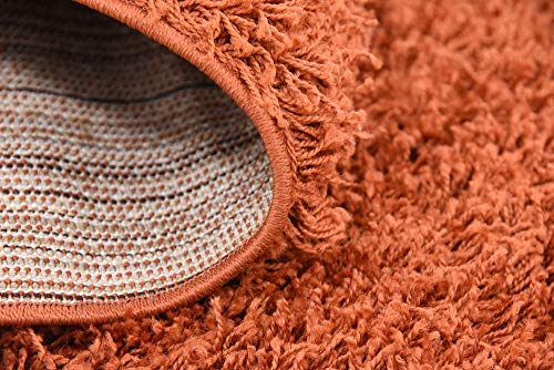 Unique Loom Solid Shag Collection Area Rug (8' Square, Terracotta) - color: Terracotta, size: 8' x 8' (Square)