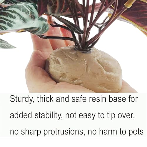 Reptile Plants for Terrarium,Habitat Decor,Artificial Plant | Fake Reptile plants with base for ball python bearded dragon Gecko Chameleon Snake Tortoise Tank Accessories-Xanthosoma - color: Xanthosoma Sagittifolium