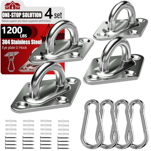 304 Stainless Steel Pad Eye Snap Hook,M8 Ceiling Hook 1200Lb,8Pcs | Hanging Kit with Screws for Hammock Chair Swing, Yoga Gym Equipment, Sun Shade Sail, Plant Hangers & Marine Boat Hardware - size: 3.15 inch, style: Rhombus