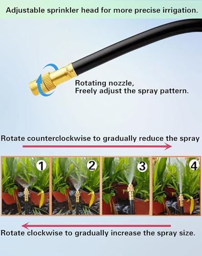 Drip Irrigation System,Automatic Garden Watering System, 360 Degree Adjustable Garden Sprinkler, High Output Mist Spray Nozzle for Potted Plants, Easy Connect & Rotating Head, Customizable Water Flow - size: 100 FT