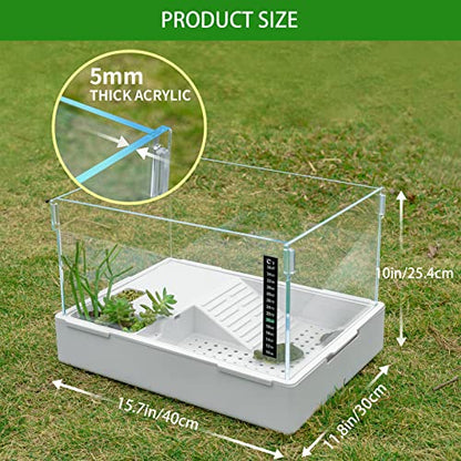 BETAZOOER Small Acrylic Turtle Tank Water Filter Reptile 15.7"×11.8"×10" - size: Small(Acrylic)