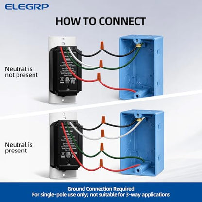 ELEGRP Humidity Sensor Switch for Exhaust Fan, Bathroom Moisture Control, Automate Ventilation, Air Circulation, Ground Wire Required, Single Pole, White, 2 Pack - style: Fan Control Only