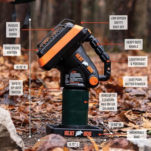 Heat Hog 4,000 BTU Portable Propane Radiant Space Heater, Indoor, Outdoor, Garage, Camping, Outdoor Sports, Boating, RVs, Angled Design, Gas Powered - size: 4,000 BTU