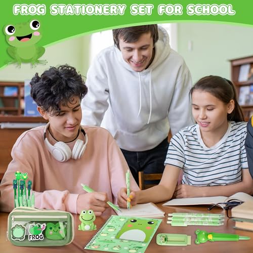 Ulema 52pcs Cute Frog Stationery Set Frog Gifts for Boys Girls Birthday Back to School and Classroom Rewards Office Supplies with Frogs Stuff. - style: Frog