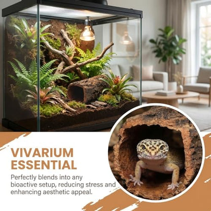 Homoyoyo Natural Wood Reptile Hide Cave Log, Tree Bark Terrarium Hideout for Gecko Snake Lizard Tortoise Spider and Hermit Crab – Rainforest Climbing Pets Habitat Decor Shelter 7. 86x3. 14x3. 14in