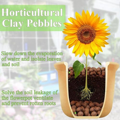 FANTIAN Clay Pebbles for Plants, 2 lbs Aquatic Plant Soil, 8-12 mm | Leca Clay Balls for Plants, Orchid Potting Mix, Soil Drainage, Used in Hydroponic Growing, Help with Root Development - color: Clay Pebbles