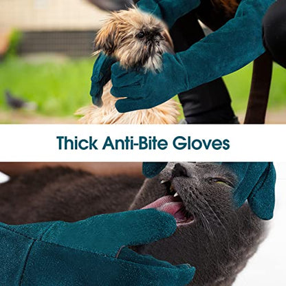 AOWPFVV Animal Handling Gloves Bite Proof for Dogs,Cats, 23.6in Large | Falconry,Birds,Snake,Reptile,Vets, Groomers & Animal Control - color: A-dark Green Size Large(23.6in)