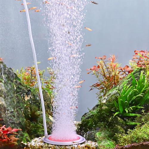 hygger Aquarium Air Stone, 3.4 Inch Nano Air Stone Makes Super Tiny Bubbles, Ultra Quiet Dissolved Oxygen Diffuser Small Airstone with Stainless Steel Base for Aquarium, Fish Tank & Hydroponic, Round - size: 3.4 Inch