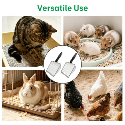 2 Pack Chicken Poop Scooper, 5.5" Metal Mesh Shovel | 3.8mm & 5mm Mesh Metal Chicken Coop Rake and Scoop Tool, Ideal for Poultry Housing, Cat Litter Boxes and Sand Sifting