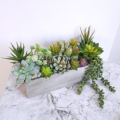 Winlyn 6 Pcs Unpotted Fake Succulents Assorted Faux Succulent in Different Green Artificial Hanging Succulents Textured Faux Succulent Pick Hanging String of Pearls Plant for Wedding Centerpieces