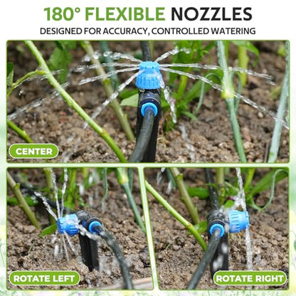 HIRALIY 80ft Push-to-Connect Drip Irrigation Kit | Adjustable Watering System, for Garden Raised Bed, Saving Water Automatic Irrigation Equipment