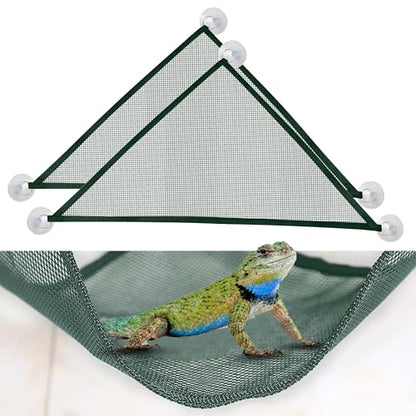 2 Pcs Bearded Dragon Lizard Hammock, Geckos Hammock, Breathable Mesh Reptile Hammock, Suitable for Large & Small Bearded Dragons Anole Geckos Lizards or Snakes（Green） - color: Green