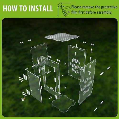 Jumping Spider Enclosure, Large Acrylic Praying Mantis Habitat, 10"*6"*6" Ventilated Insect Terrarium Cage with Front Opening Door for Small Retiles - Arboreal Tarantula, Snails, Bug, Lizard - size: Medium-10''x6''x6''