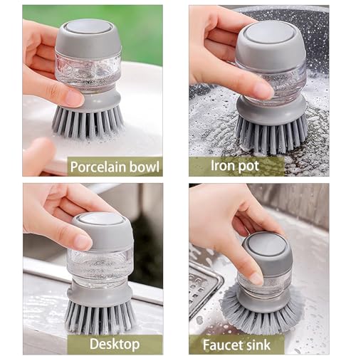 Palm Brush Refills, Dish Brush Replacement Head, 4 Pack - color: Green&gray
