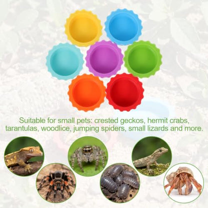 14 PCS Crested Gecko Food and Water Bowl, Gecko Feeding Bowls | Reusable Silicone Reptile Feeding Dish, Crested Gecko Tank Accessories for Tortoise Lizard Bearded Dragon Hermit Crab