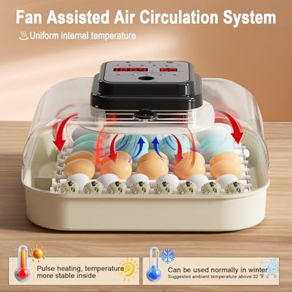 35 Chicken Egg Incubator, Quail Incubator with Humidity Control | Incubator for Hatching Eggs, Automatic Egg Turning, Egg Candler, Humidity Display, incubadora de huevos de gallina