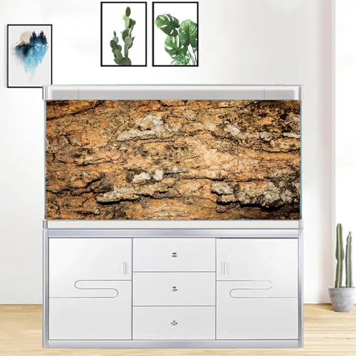 Reptile Terrarium Background 48"×24" 3PCS – Polyester Fabric Bearded Dragon Tank Decor with Gray Rock Bark & Forest Pattern, Non-Reflective & Bubble-Free for Snake Lizard Gecko Vivarium 834