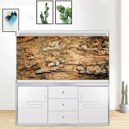 Reptile Terrarium Background 48"×24" 3PCS – Polyester Fabric Bearded Dragon Tank Decor with Gray Rock Bark & Forest Pattern, Non-Reflective & Bubble-Free for Snake Lizard Gecko Vivarium 834