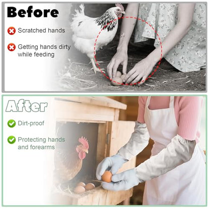2 Pack Chicken Handling Gloves,Extra Long Scratch Proof Gloves for Chicken Handling,Puncture Resistant Glove for Prevent Chickens Scratch,Bite Proof Glove for Chickens,Bird,Cat