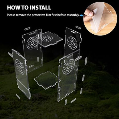 Jumping Spider Enclosure, Acrylic Praying Mantis Habitat, 8"*4"*4" Insect Terrarium, Small Reptile Cage Accessories with Secure Lock for Arboreal Tarantula, Snails, Bug, Lizard - size: Small-8''x4''x4''