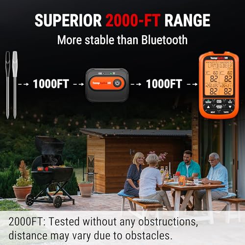 TempPro TempSpike 2000FT Wireless Meat Thermometer Digital with 2 Ultra-Thin Meat Probe, Grill Thermometer Wireless for Smoker, BBQ, Grill, Turkey Kitchent Gift for Dad Husband (Previously ThermoPro) - style: 2000ft