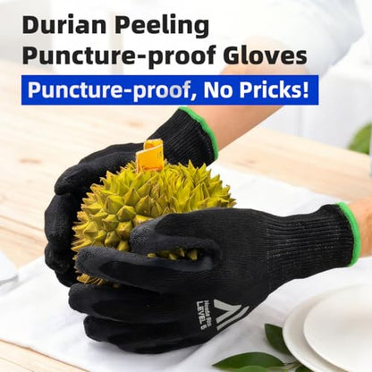 Level 5 A9/F Cut Resistant Gloves HPPE + Steel Wire Palm-Coated Textured Latex Anti-Stab/Puncture for Durian Opening - size: Medium