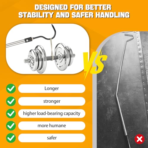 2pcs Snake Hook Set, Heavy Duty Snake Catcher Stainless Steel Snake Handling Tool for Moving Ball Rattlesnakes Python Copperhead with Long Handle (65inch&26inch) - size: 65inch&26inch