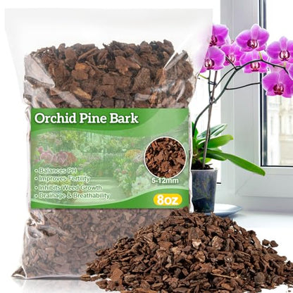 Sukh 8OZ Orchid Bark Planting Soil - Orchid Potting Mix (5-12 MM) | Horticultural Cypress Mulch Horticulture Dryad Pine Bark Natural Wood Chips for Plants Garden Orchid Medium Indoor Plant