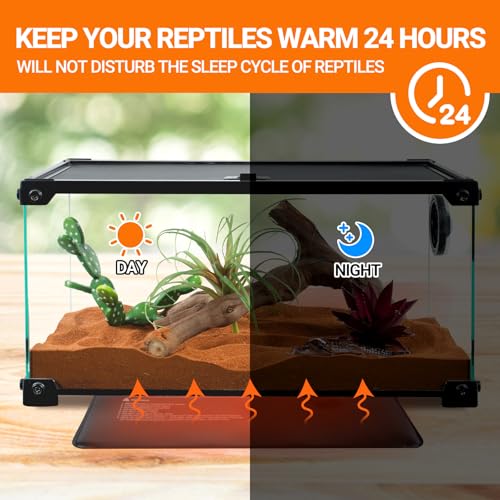 REPTI ZOO 6" X 8" Reptile Heat Pad Fast Heating Pad with Adjustable Thermostat 12W Reptile Heat Mat for Turtles/Hermit Crabs/Bearded Dragons/Leopard Geckos/Snakes/Lizards, and Seed Germination - size: 6" X 8" with Thermostat