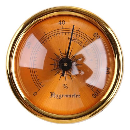 Brown Round Glass Analog Hygrometer for Humidors for Guitar Violin Cabinet File Box Hygrometer for Analog Weather Hygrometers Thermometers and Weather Instruments 44x44x22mm