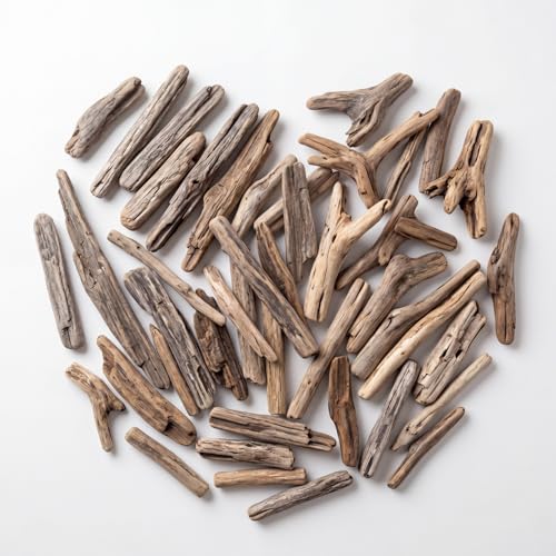 Novabright 20 Pcs Natural Driftwood Branches 5.9-8.6 Inch Long 0.8-1.2 Inch Diameter Beach Driftwood Aquarium Decor for DIY Crafts Coastal Home Decor Wedding Photo Props School Projects